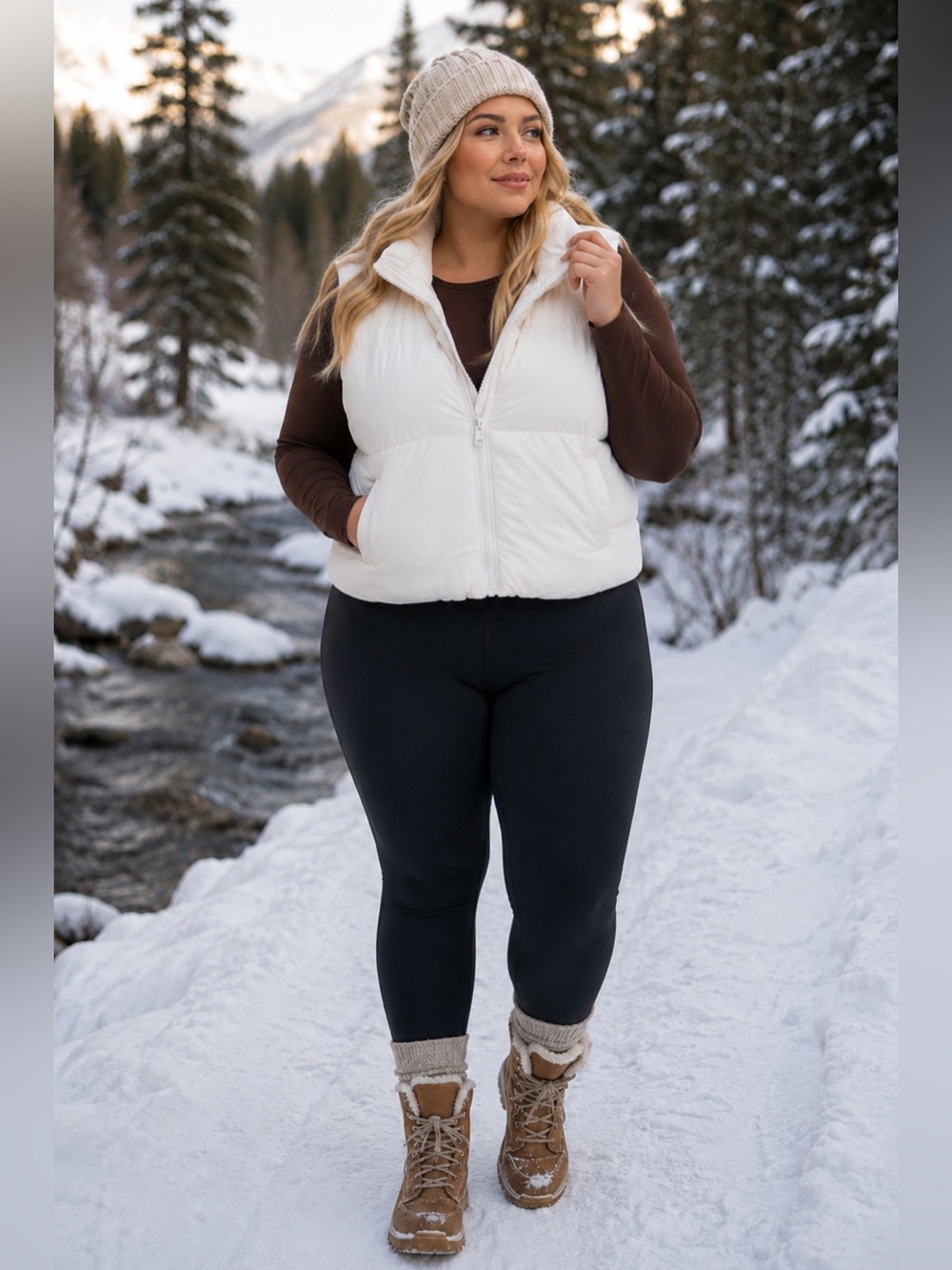 NWT All In Motion Puffer Vest Women's Plus Size 1X Reversible White Light Blue